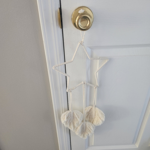 Decor - boho star & leaf macrame fringe hanging mobile - Picture 6 of 7